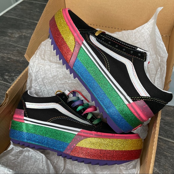 Vans Rainbow Glitter Old Skool Stacked Sneaker - Picture 4 of 15